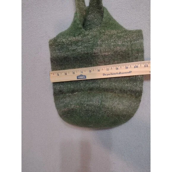 Wool Hobo Bucket Purse Bag in Shades of Green - About 10x10- Boho- Slouchy- EUC! - Picture 8 of 10
